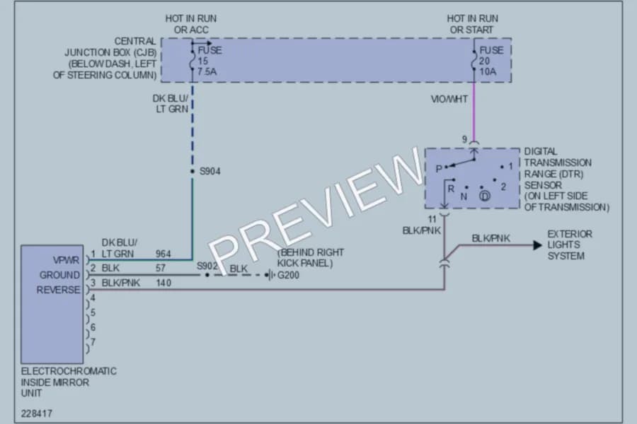 2006 Ford CrownVictoria Power Mirrors wiring diagram preview