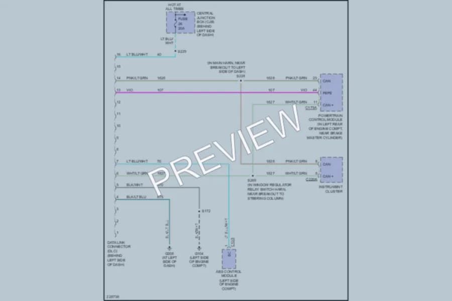 2006 Ford E150 Computer Data Lines wiring diagram preview with protected circuit layout