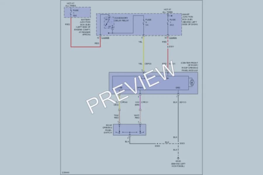 2006 Ford Explorer Power Top Sunroof wiring diagram preview