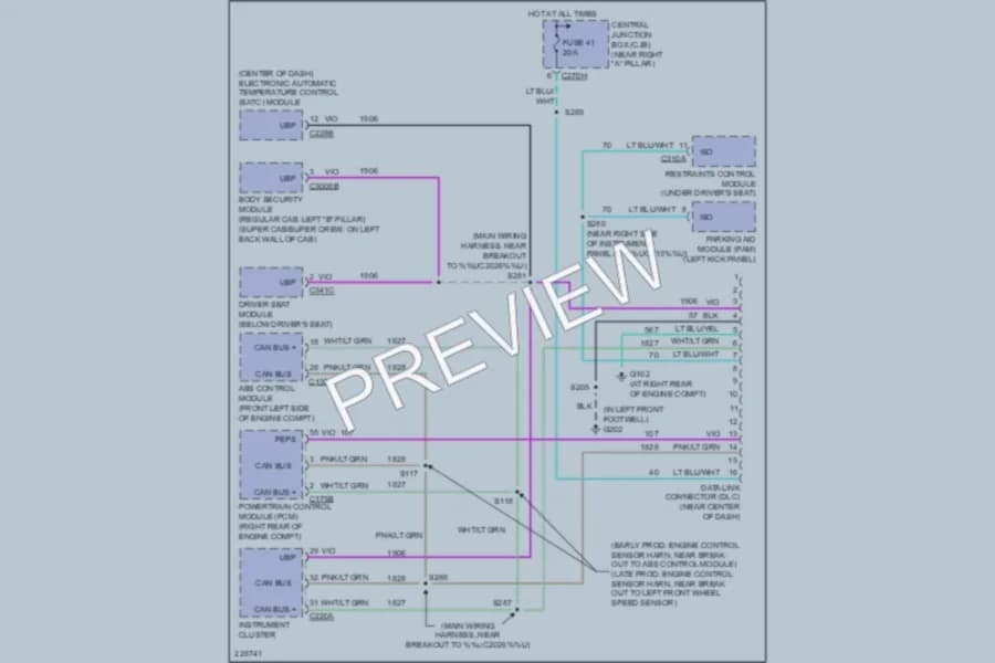2006 Ford F150 Computer Data Lines wiring diagram preview with protected circuit layout