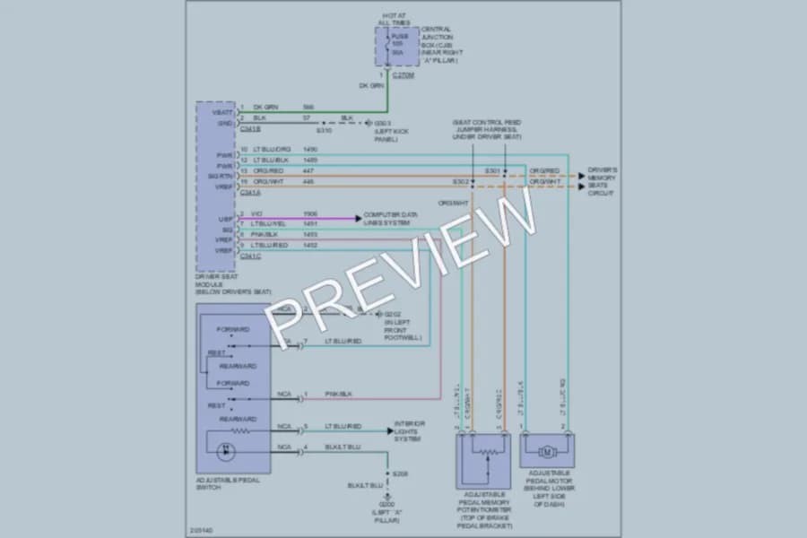 2006 Ford F150 Memory Systems wiring diagram preview with protected circuit layout