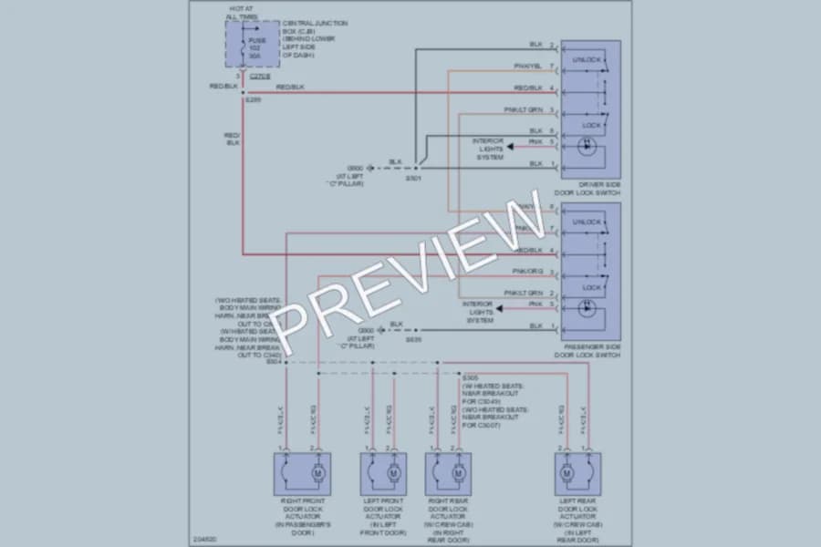 2006 Ford F550ChsCab Power Door Locks wiring diagram preview
