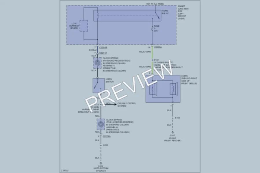 2006 Ford Freestyle Horn wiring diagram preview