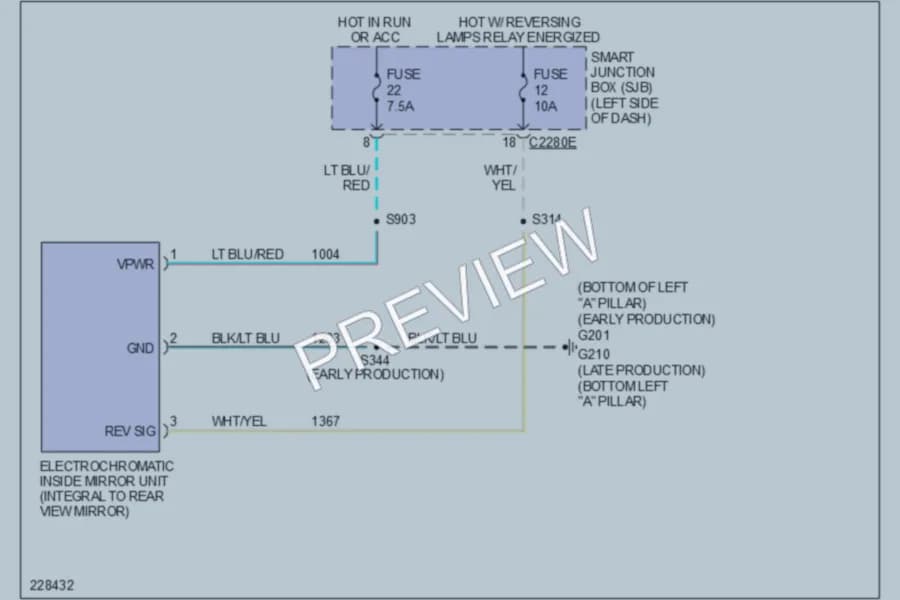 2006 Ford Freestyle Power Mirrors wiring diagram preview