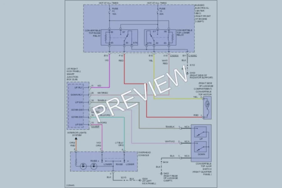 2006 Ford Mustang Power Top Sunroof wiring diagram preview