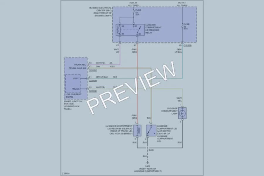 2006 Ford Mustang Trunk Tailgate Fuel Door wiring diagram preview