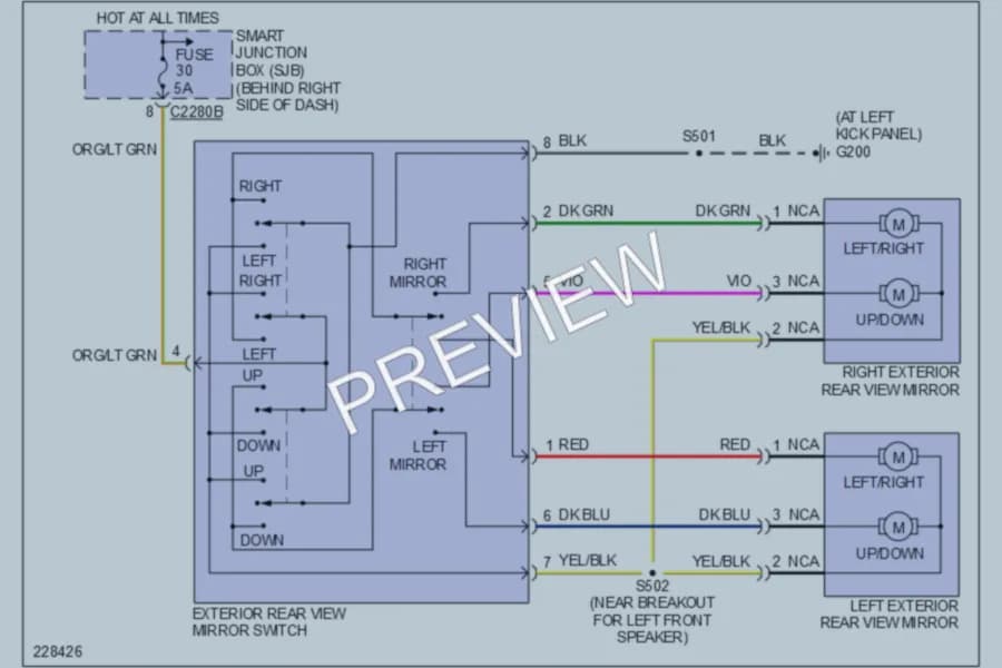 2006 Ford Ranger Power Mirrors wiring diagram preview