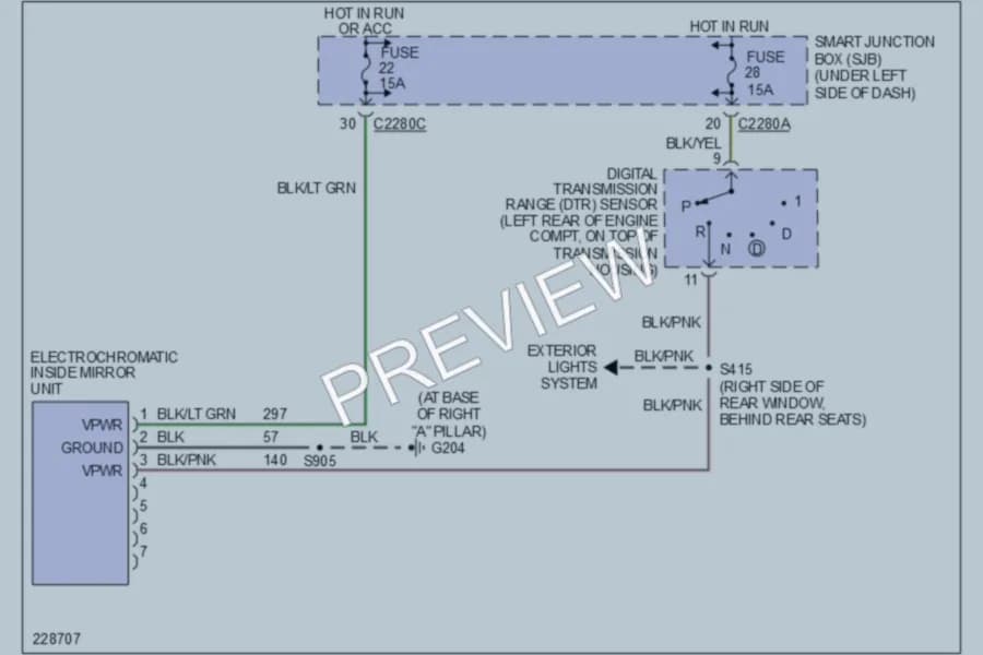 2006 Ford Taurus Power Mirrors wiring diagram preview