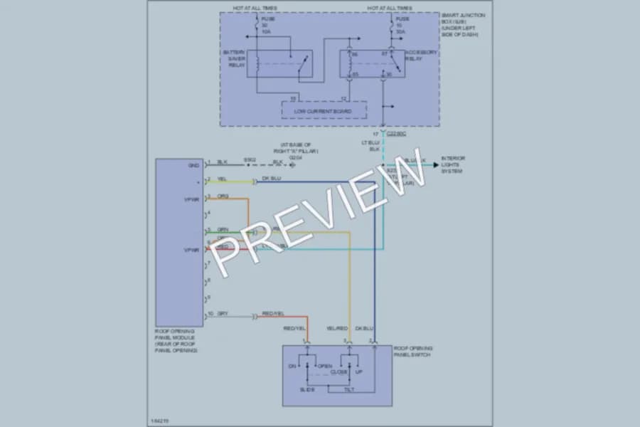 2006 Ford Taurus Power Top Sunroof wiring diagram preview