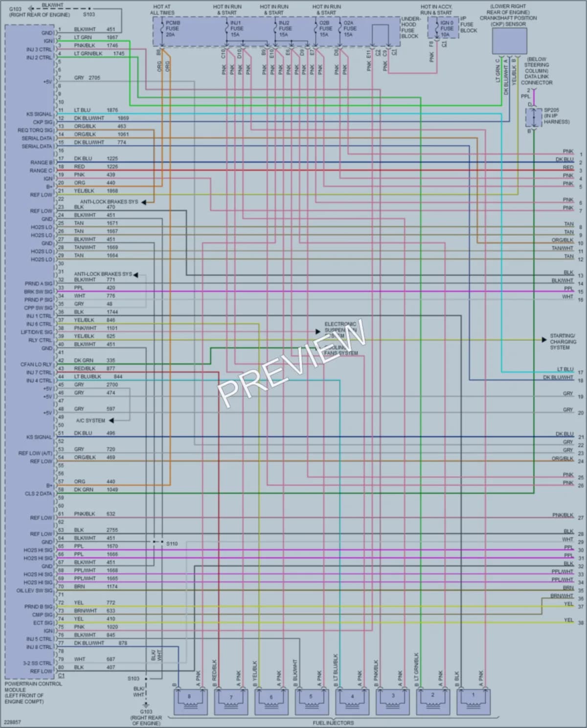 2006 GMC 3500 Engine Performance wiring diagram preview with protected circuit layout