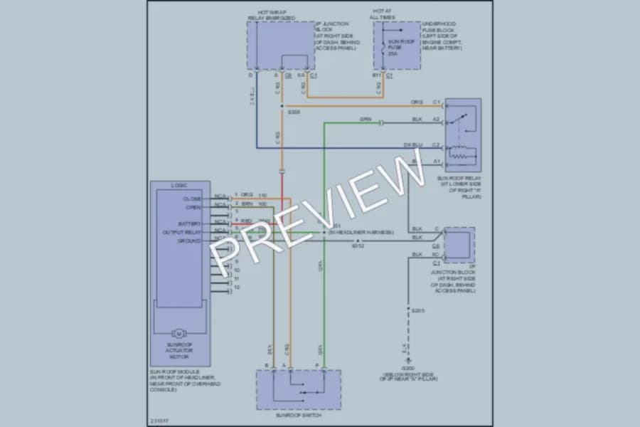 2006 GMC C1500YukonXL Power Top Sunroof wiring diagram preview