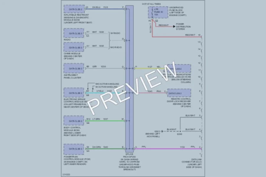 2006 GMC G1500 Computer Data Lines wiring diagram preview with protected circuit layout