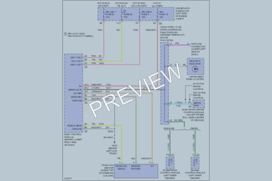 2006 GMC G3500 Anti Theft wiring diagram preview with protected circuit layout
