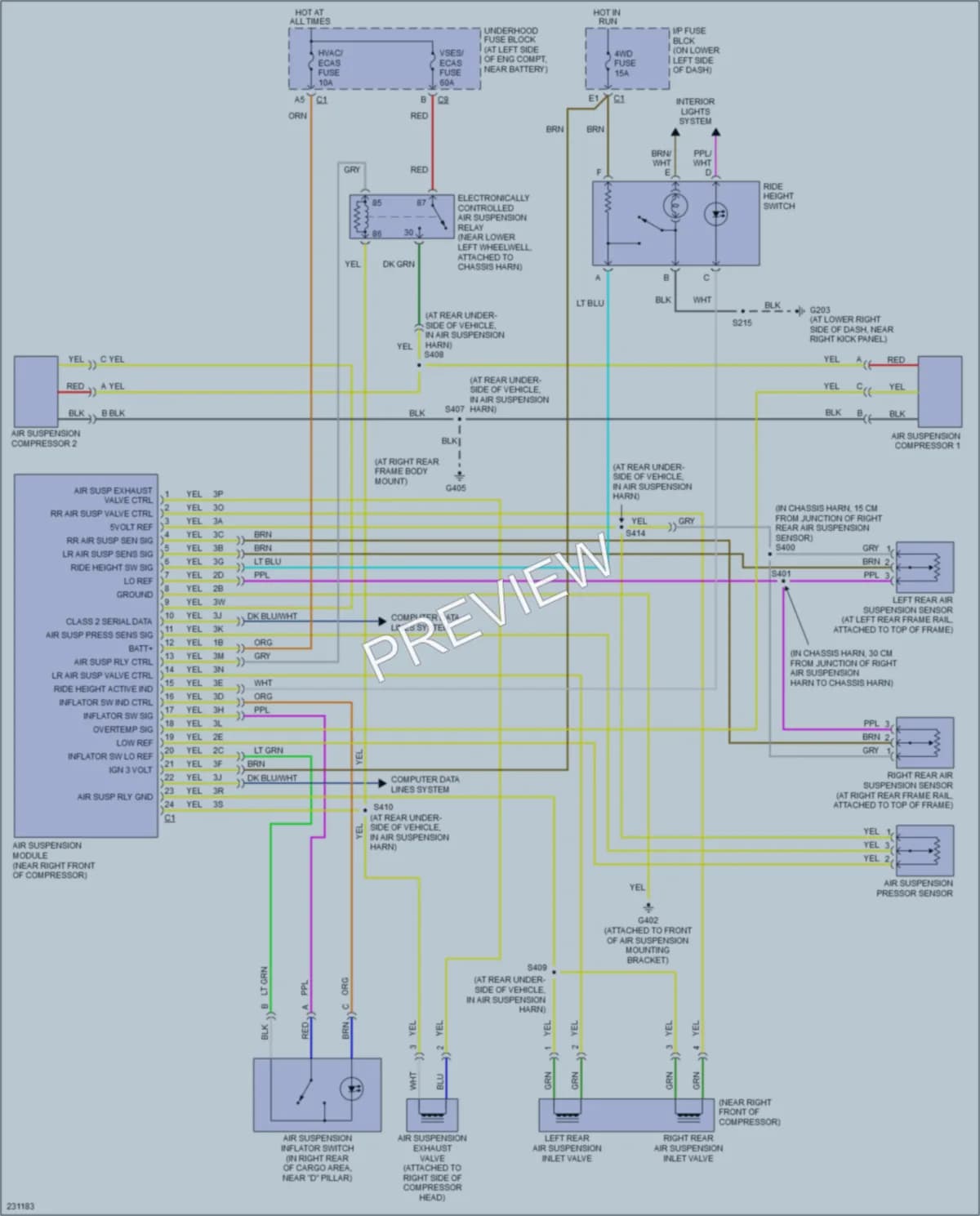 2006 HUMMER H2SUT Electronic Suspension wiring diagram preview