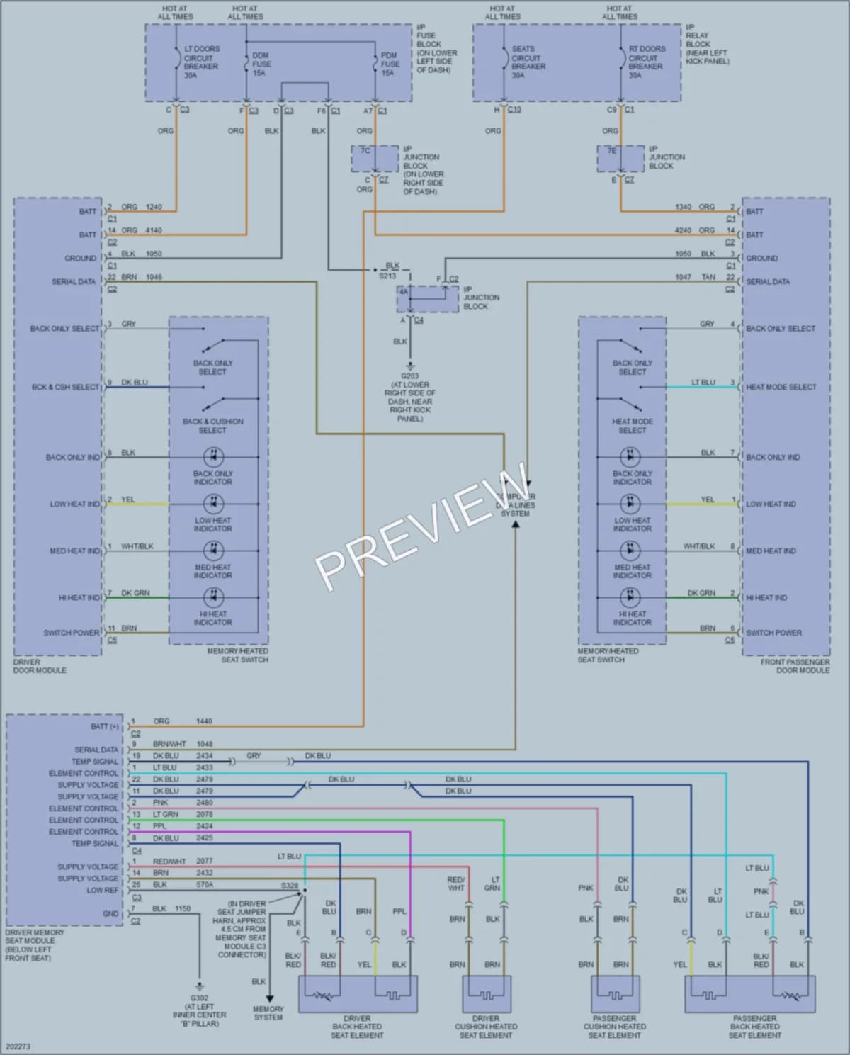 2006 HUMMER H2SUT Power Seats wiring diagram preview