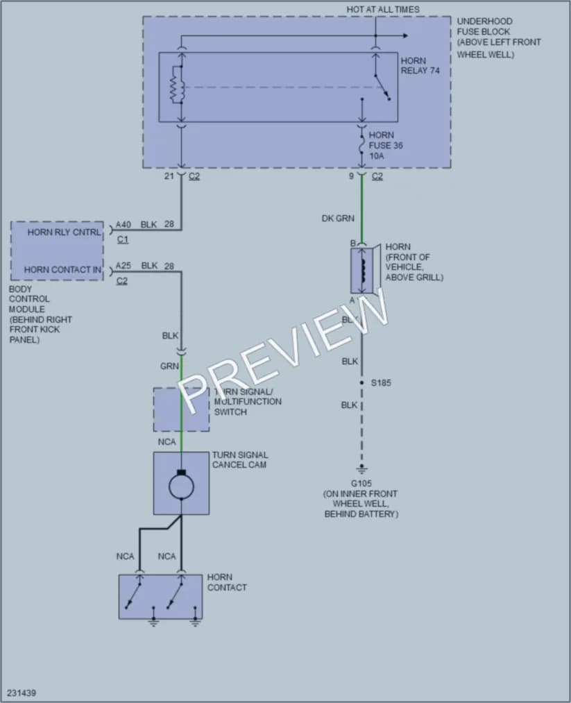 2006 HUMMER H3 Horn wiring diagram preview