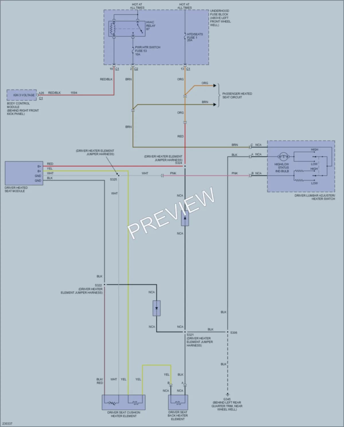2006 HUMMER H3 Power Seats wiring diagram preview