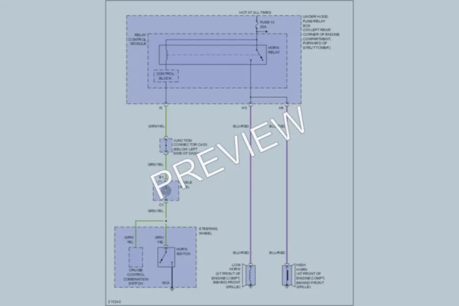 2006 Honda Accord Horn wiring diagram preview