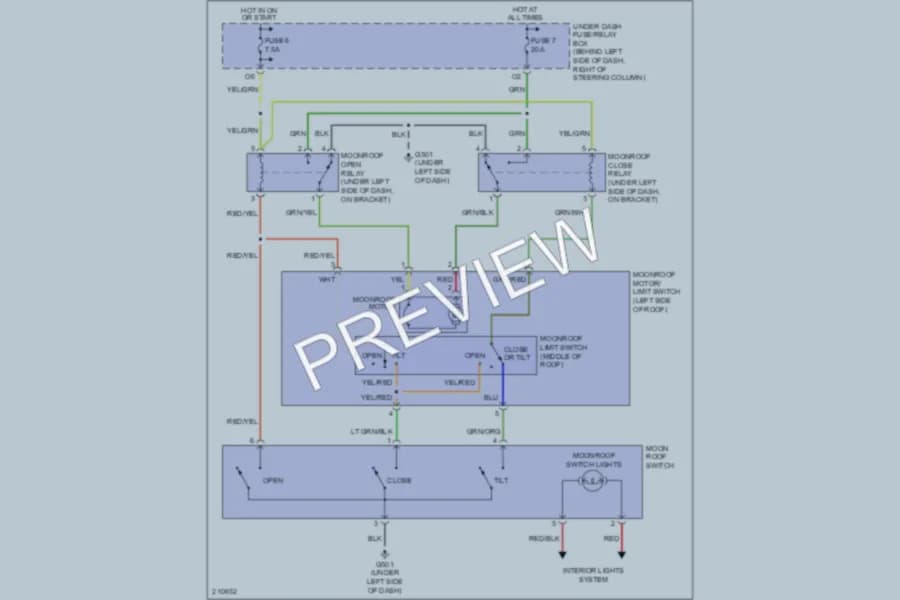 2006 Honda CRV Power Top Sunroof wiring diagram preview