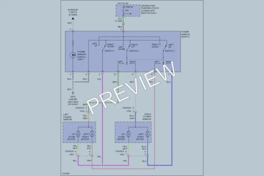 2006 Honda Civic Power Mirrors wiring diagram preview
