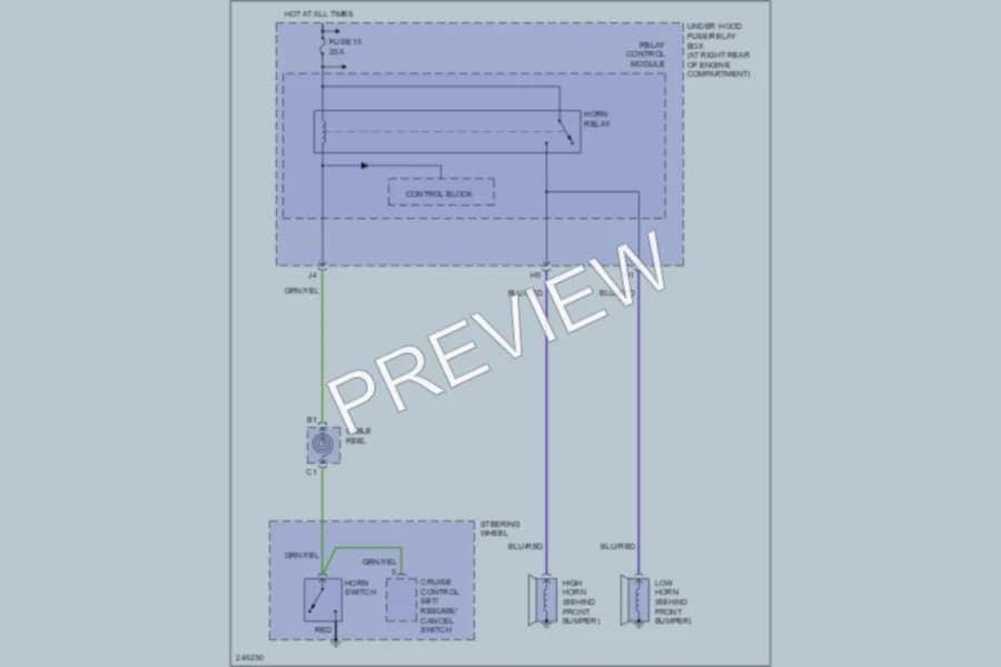 2006 Honda Ridgeline Horn wiring diagram preview