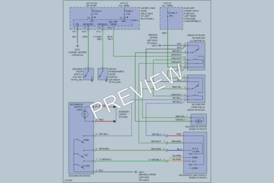 2006 Honda Ridgeline Power Top Sunroof wiring diagram preview