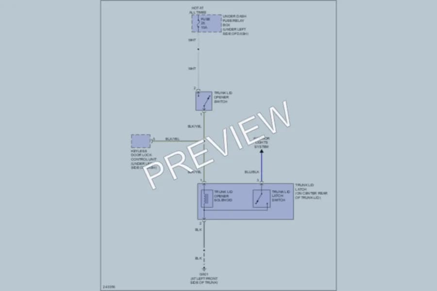 2006 Honda S2000 Trunk Tailgate Fuel Door wiring diagram preview