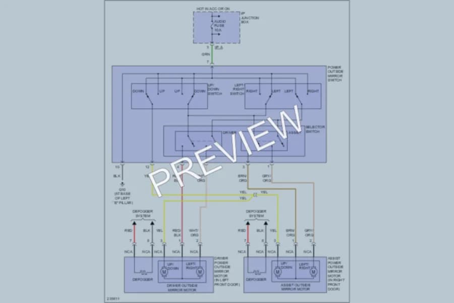 2006 Hyundai Accent Power Mirrors wiring diagram preview