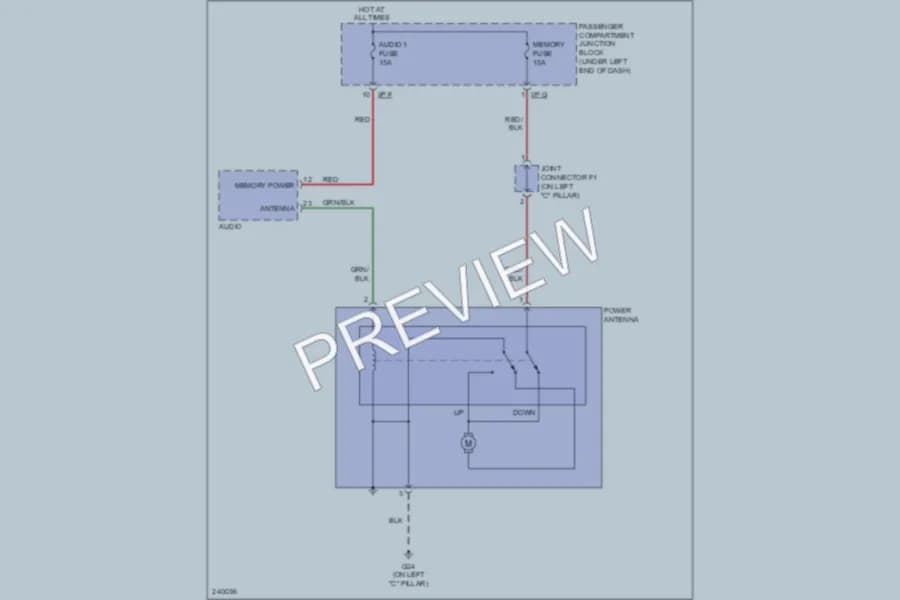 2006 Hyundai Azera Power Antenna wiring diagram preview