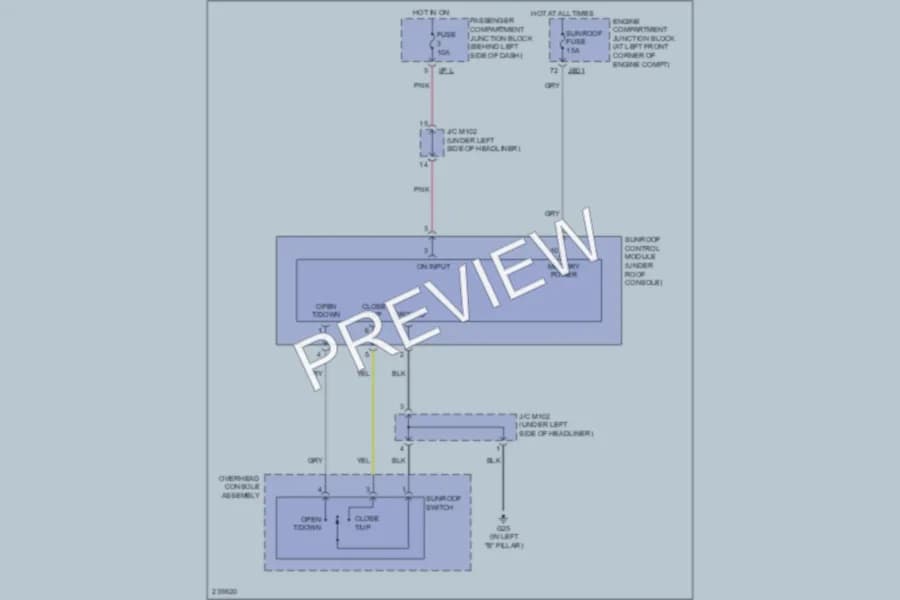 2006 Hyundai Sonata Power Top Sunroof wiring diagram preview