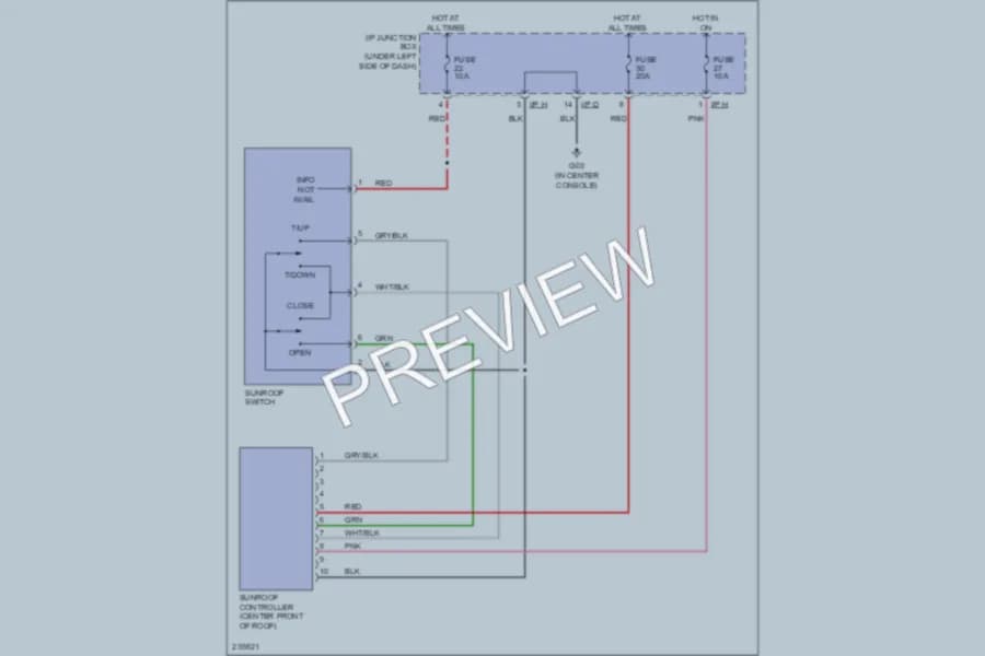 2006 Hyundai Tucson Power Top Sunroof wiring diagram preview