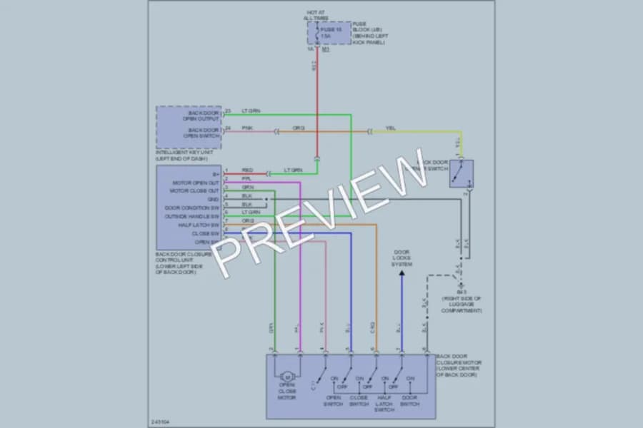 2006 Infiniti FX45 Trunk Tailgate Fuel Door wiring diagram preview