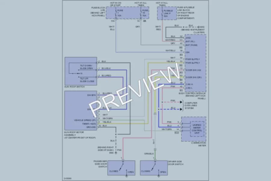 2006 Infiniti G35x Power Top Sunroof wiring diagram preview