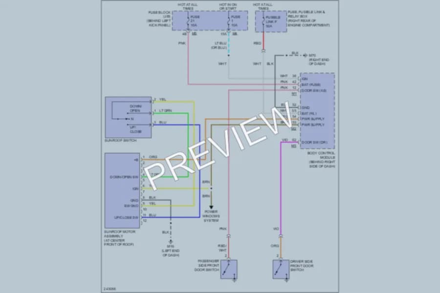 2006 Infiniti M35 Power Top Sunroof wiring diagram preview