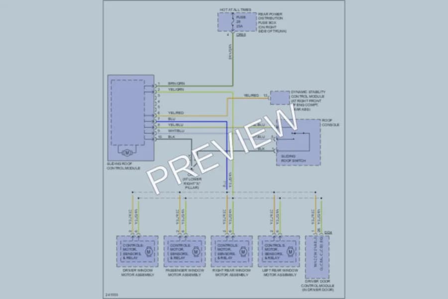2006 Jaguar SType Power Top Sunroof wiring diagram preview