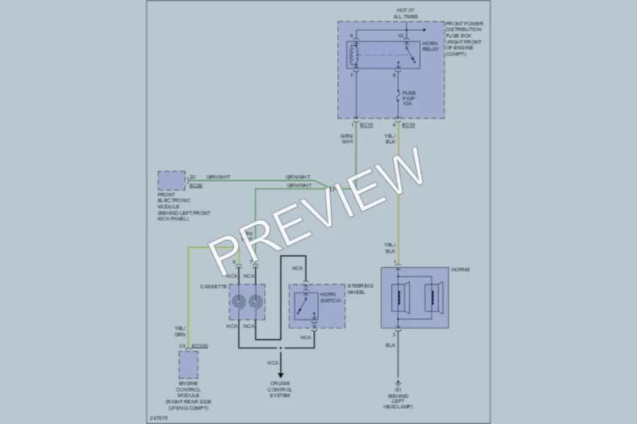 2006 Jaguar VandenPlas Horn wiring diagram preview