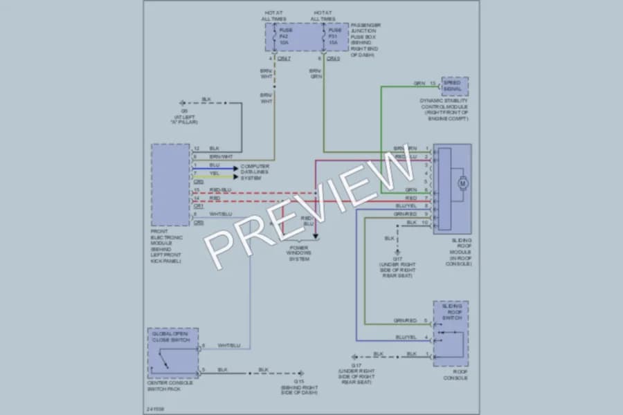 2006 Jaguar XJR Power Top Sunroof wiring diagram preview