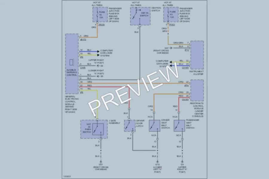 2006 Jaguar XType Warning Systems wiring diagram preview