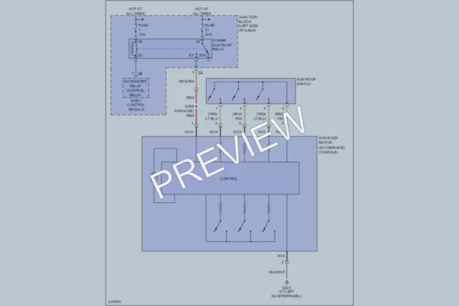 2006 Jeep Liberty Power Top Sunroof wiring diagram preview
