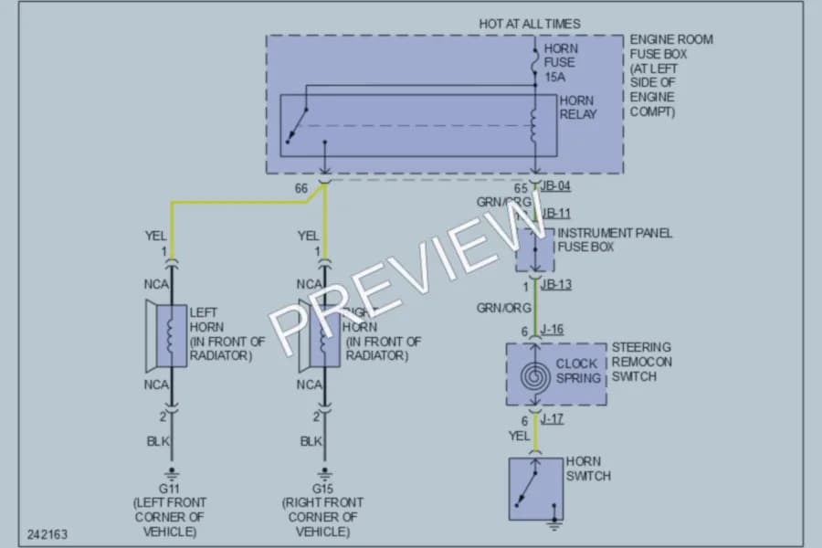 2006 Kia Amanti Horn wiring diagram preview