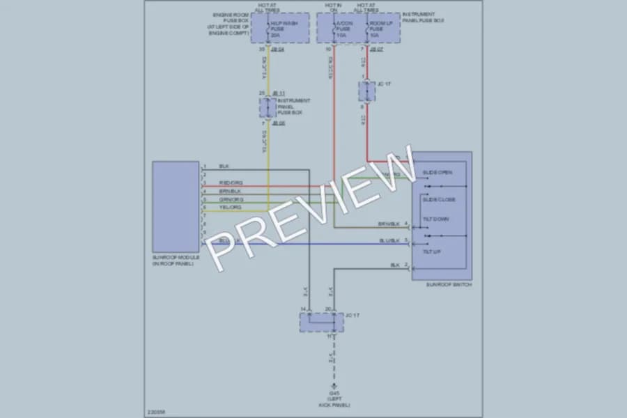 2006 Kia Amanti Power Top Sunroof wiring diagram preview