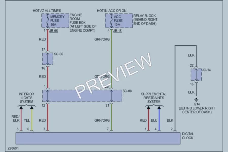 2006 Kia Sorento Instrument Cluster wiring diagram preview