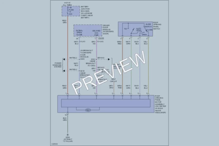 2006 Lincoln LS Power Top Sunroof wiring diagram preview