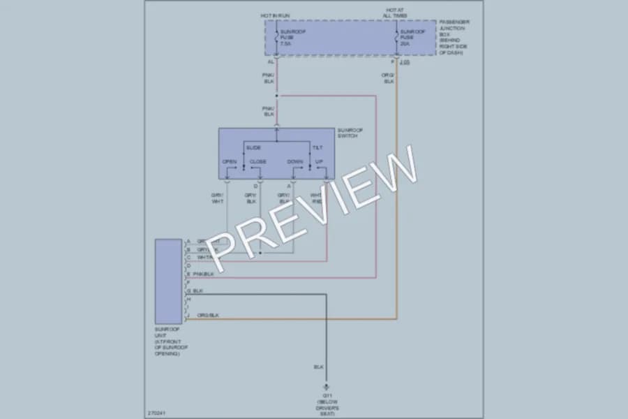 2006 Mazda 3 Power Top Sunroof wiring diagram preview