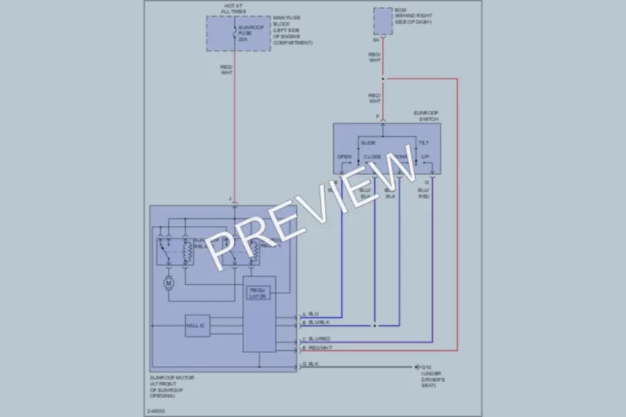 2006 Mazda 5 Power Top Sunroof wiring diagram preview