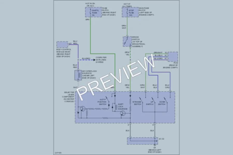 2006 Mazda 5 Shift Interlock wiring diagram preview