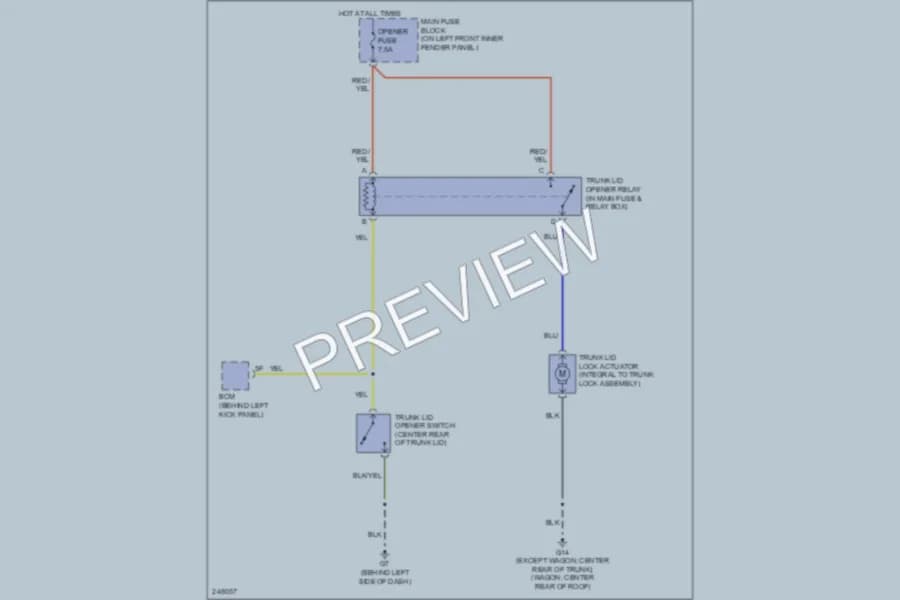 2006 Mazda 6 Trunk Tailgate Fuel Door wiring diagram preview