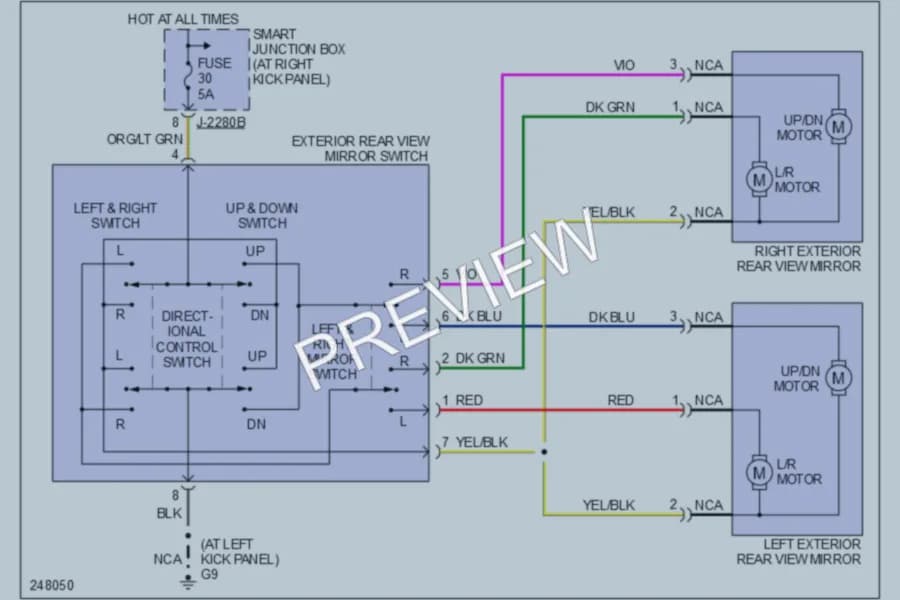 2006 Mazda B4000 Power Mirrors wiring diagram preview