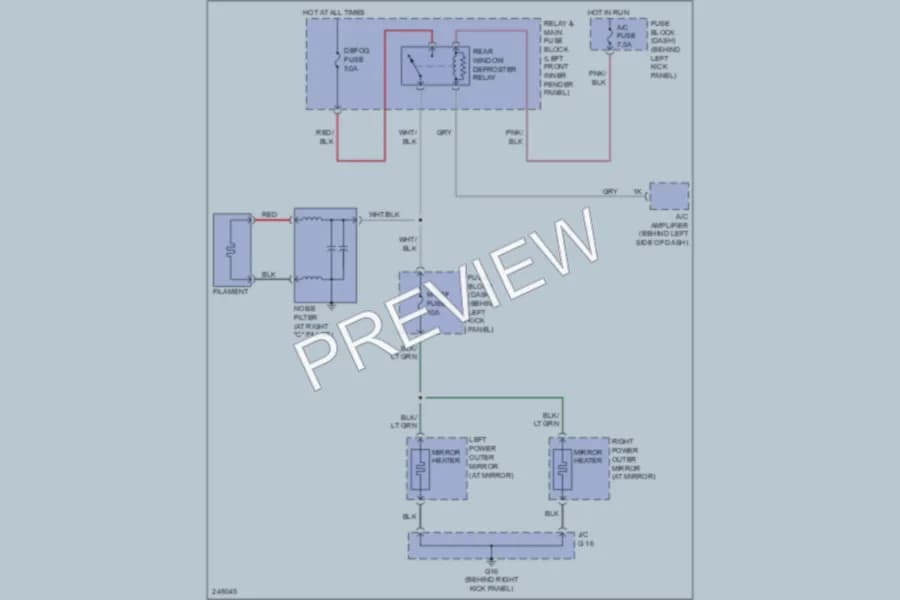 2006 Mazda RX8 Defoggers wiring diagram preview