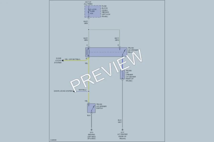 2006 Mazda RX8 Trunk Tailgate Fuel Door wiring diagram preview